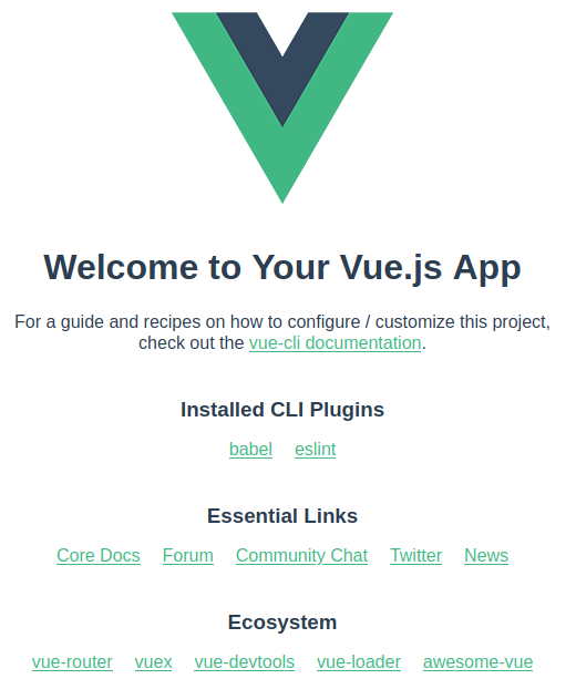 VueJS Welcome Screen