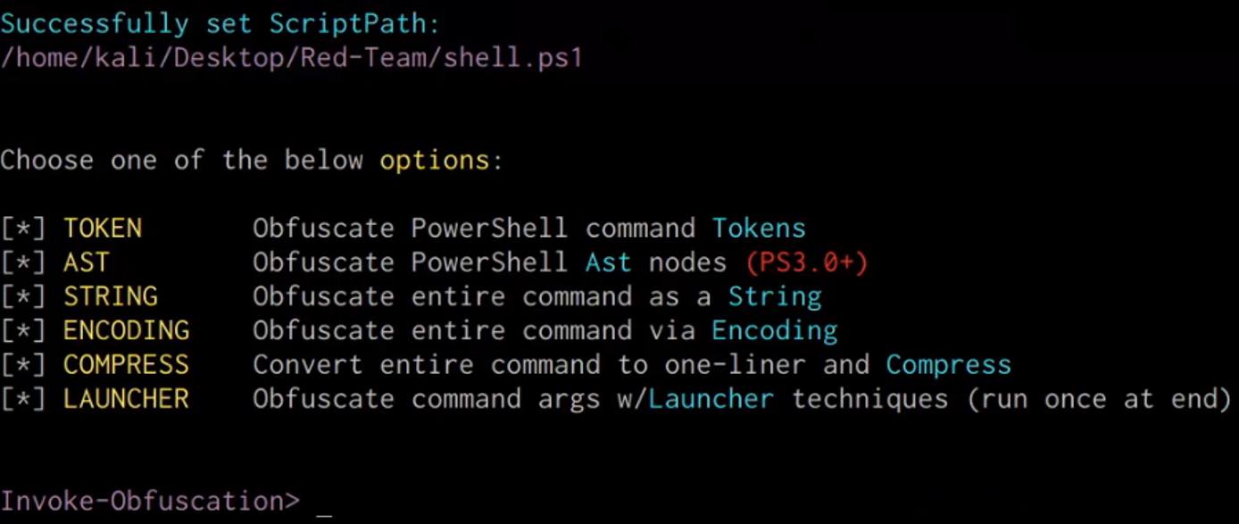 Obfuscation methods menu